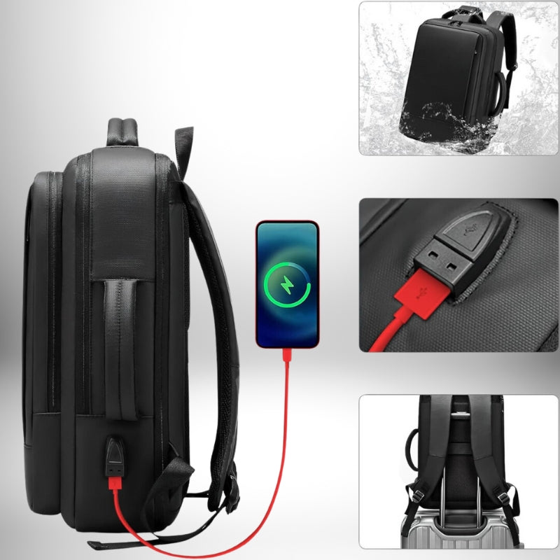 Sac à dos homme de voyage imperméable multifonctionnel avec Port USB - Cornershop® | Sacs à Dos pour Homme